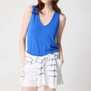 NWT J. Crew Slub Cotton V-neck Tank Top Royal Blue